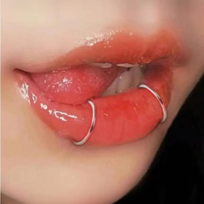 2pcs Punk Style Non Piercing Lip Rings In Silver, Lip Clip, Fashionable And Personalized Vintage Body Jewelry Adjustable Jewelry Lip Accessory, Wearable Jewelry, Fake Piercing