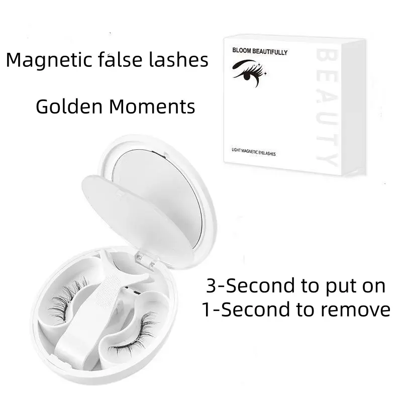 Soft Magnetic False Lash Extensions All-in-1 Kit, Glue-Free Reusable Wispy Ice Black Lashes, Waterproof Beauty Product for Quick Application Eyelashes Cosmetic