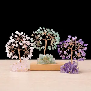 Crystal Tree Drip Glue Cluster, Desktop Ornament, Living Room Desk Decoration, Hand-Woven Copper Wire Wrapped Crystal Life Tree