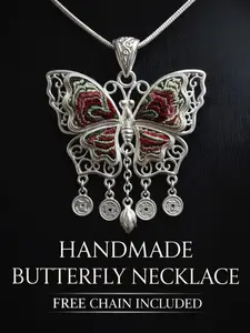 Trending Handmade Miao Embroidery Necklace Boho Tassel Pendant with Chain Unique Ethnic Jewelry Gift Handmade Gift