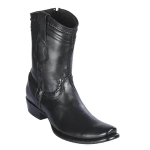 479B3805- King Exotic Dubai Ankle Toe Boots Pull Up Skin Black
