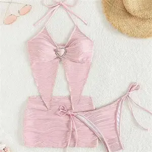swimmingsuitMicroStringExtremeBikiniPinkY2KRhinestoneHeartSwimsuitTangaRibSkirtWomenSwimwearBeachOutfitBathingSuitBiquinis