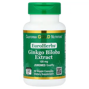 California Gold Nutrition EuroHerbs™, Ginkgo Biloba Extract, Euromed Quality, 120 mg, 60 Veggie Capsules