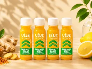Vive Organic Ginger Wellness Shots 2 fl oz, Immunity Booster with Organic Juice, 4 bottle