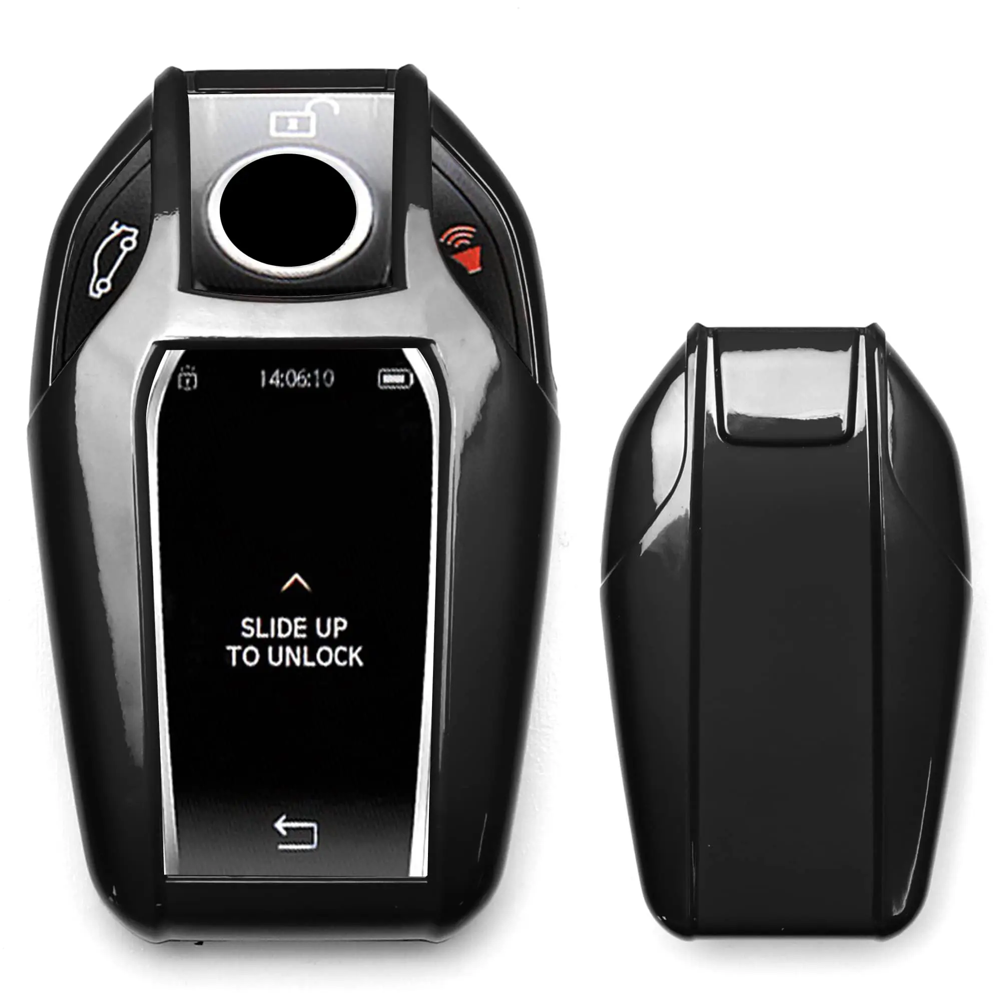 iJDMTOY Glossy Metallic Black Exact Fit Key Fob Shell Cover For 2016-up BMW G11/G12 7 Series 740i 750i, 2014-up BMW i8 Touchscreen Smart Key