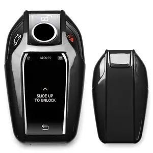 iJDMTOY Glossy Metallic Black Exact Fit Key Fob Shell Cover For 2016-up BMW G11/G12 7 Series 740i 750i, 2014-up BMW i8 Touchscreen Smart Key
