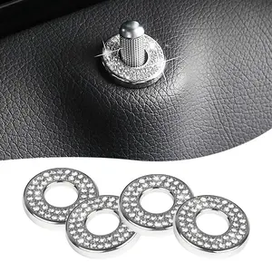 4 Pack Bling Car Inner Door Lock Covers  Rhinestones Pull Rod Bolt Decoration Stickers Accessories For Women Compatible With Mercedes-benz A/b/c/d/e Class (white)