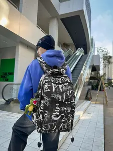 New Large Capacity Backpack, Fashion Graffiti Dinosaur Print, Computer Bag, Casual Commuter, Unisex Travel Bookbag, Travel Backpacks