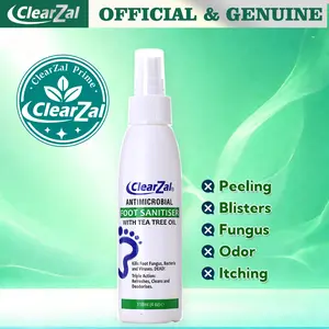 ClearZal Foot Sanitizer Spray with Tea Tree Oil, 4-Ounce Bottle,Shoe Deodorizer & Foot Odor Eliminator Spray,Prevents Embarrasing Odors From Returning,Foot Spray and Shoe Odor Eliminator,Contains natural tea tree oil and aloe vera [TAP]