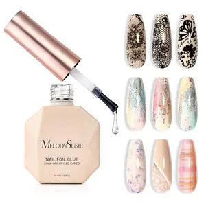 Nail Foil Glue Gel, 15ML Soak Off LED/LUV Foil Transfer Adhesive for Nail Art, Professional Strong Sticky Base for Nail Foils & Stickers, Need Cure with Nail Lamp