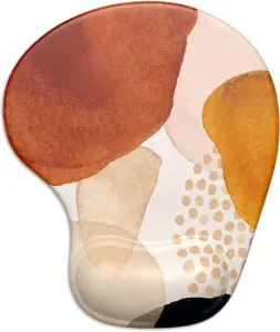 ITNRSIIET Ergonomic Mouse Pad with Gel Wrist Support Wrist Rest Smooth Surface Non-Slip PU Base Comfortable Office Supplies Pain Relief, 9.5 X 8 Inches, Abstract Art Style