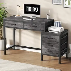 5-Drawer Computer Desk with Integrated Printer Stand – Premium Home Office Desk for Ultimate Organization – Large Writing Table with Storage