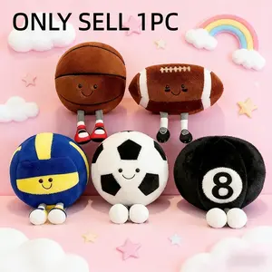 Cute Football Shaped Plush Pillow, Parent-Child Interactive Toy, Birthday Festival Gift, Bedroom Decoration Ornament, Soft Stuffed Animal