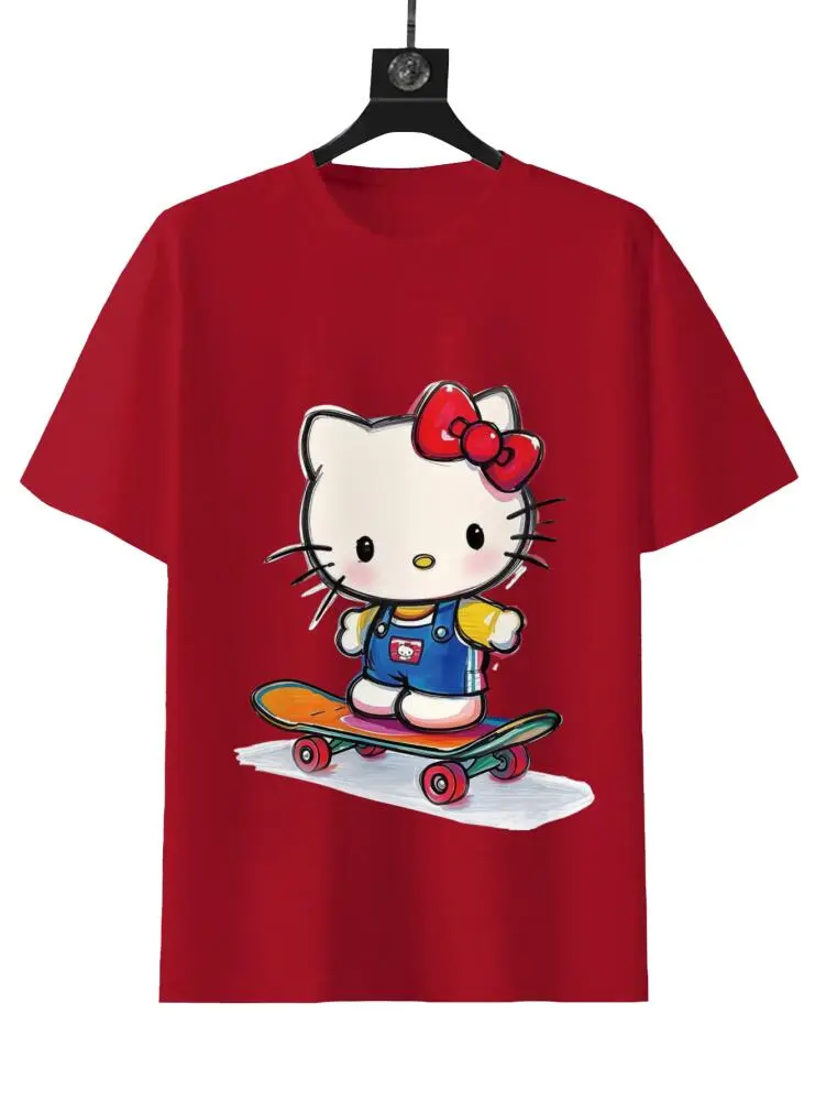 Sanrio Skateboard Hello Kitty Graffiti Tee Red T-Shirt with Cartoon Character Design for Fans of Sanrio Characters