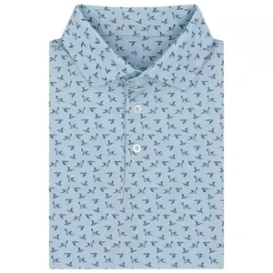 Men's Mallard Blue All-Over Print Golf Polo Shirt, Soft Feel, Classic Essential for Everyday Wardrobe Style