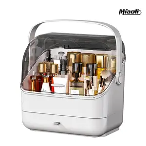 MIAOLI Women's Large-Capacity Multi-Compartment Beauty Supplies Organizer, Portable Plastic Cosmetics Organizer Storage Box with Spacious Countertop Tray, Freestanding Bathroom Vanity Holder, Simple Assembly Required, Perfume Storer,summerwins