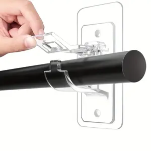 No-Drill Curtain Rod Brackets (6-Pack) - Heavy Duty Adhesive, No Tools Needed. Adjustable & Removable, Perfect for Renters