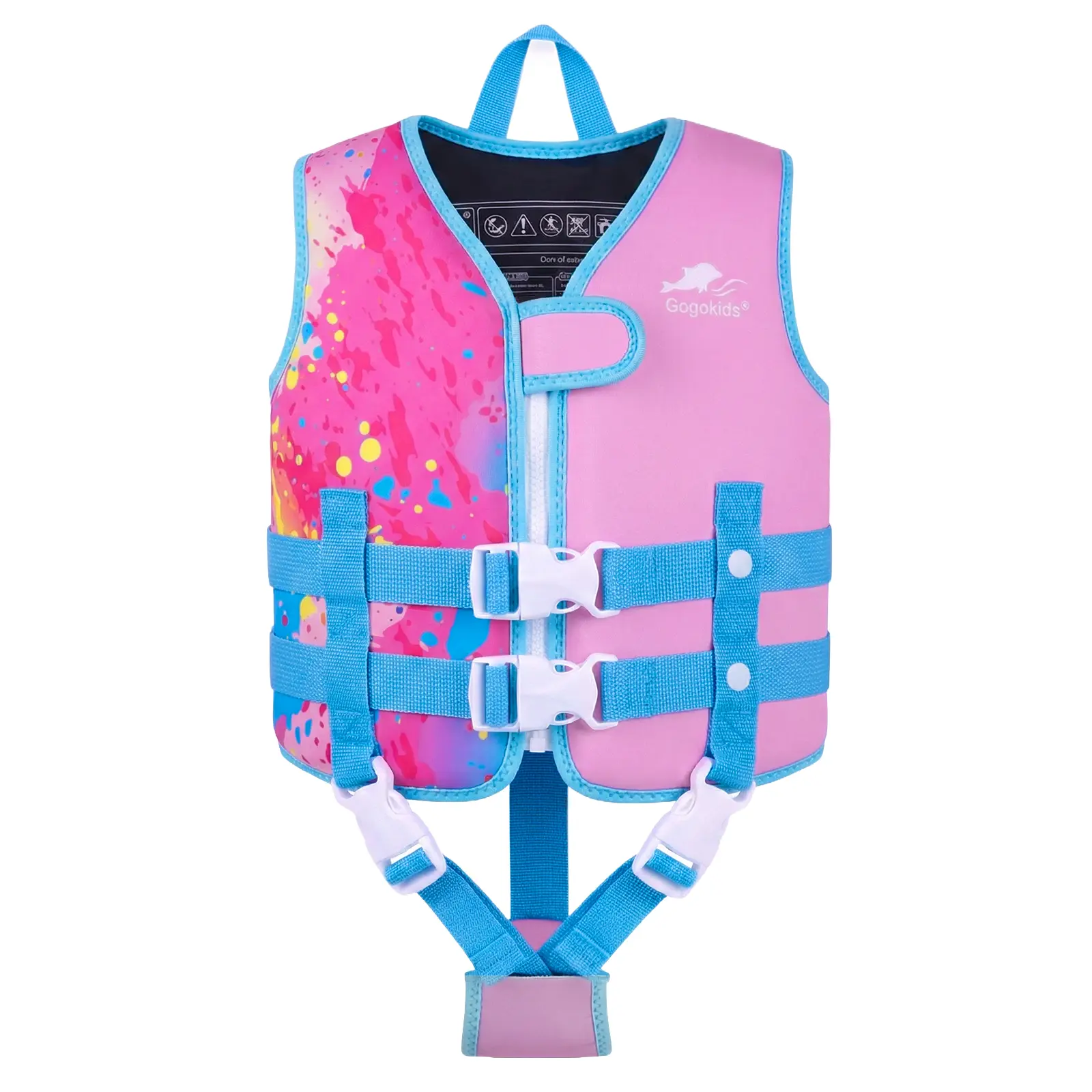 Gogokids Swim Vest for Toddler & Kid 1-2-3-4-5, Adjustable Swimming Vest for Kid Learn to Swim, Toddler Floaty with Removable Floats and Dual Secure Straps for Pool Beach Puddle, Summervibes