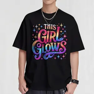 This Glows s s Party TShirt Womens Mens Graphic Tee Neon Glow Design Casual Top Short Sleeve Round Neck Vibrant Colors Perfect for Parties Events Cotton Fabric