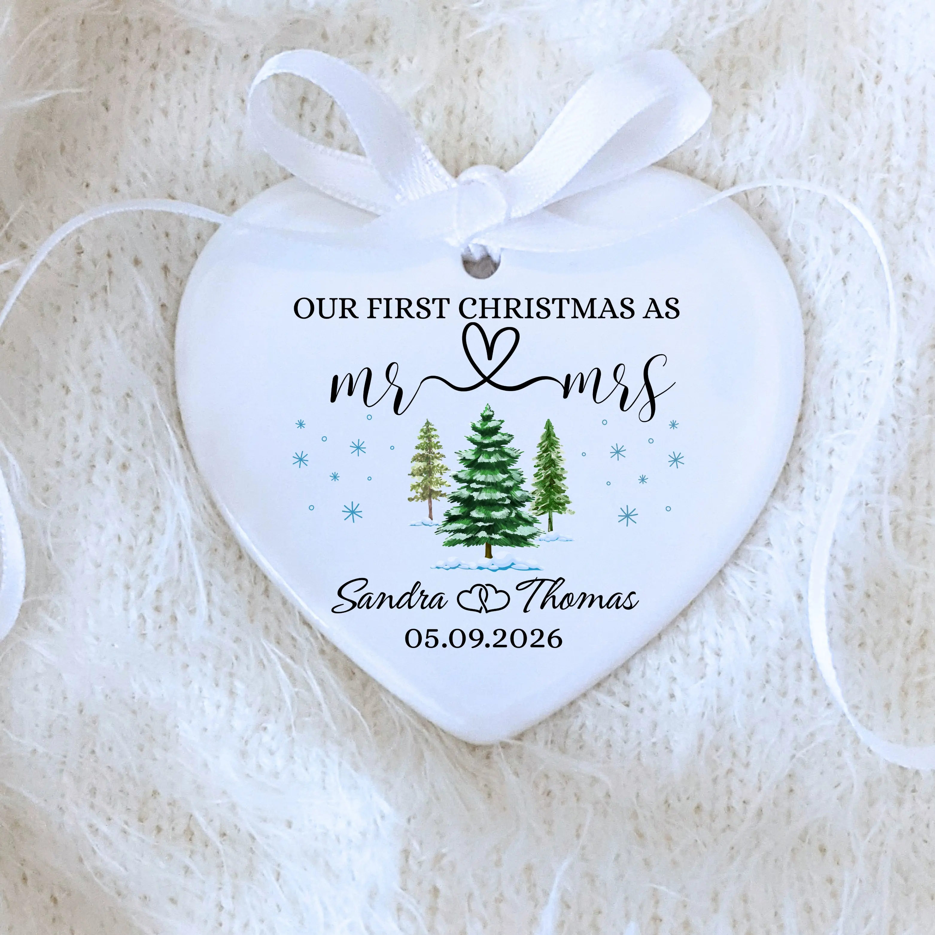Personalized Wedding Gift for Couple - Custom Wedding Ornament - Anniversary Date Gift - Custom Ornament for Bride and Groom