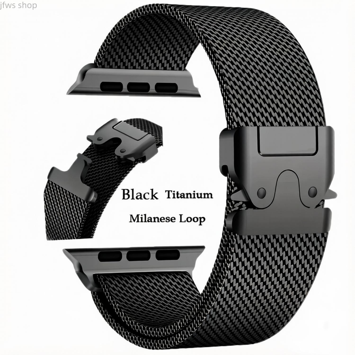 Men's Metal Wearable Accessory - iWatch Titanium Stainless Steel Mesh Band, Adjustable Strap with Secure Parachute Buckle for Ultra 2, Series 5-10, 42/44/45/46/49Mm Smartwatches, Elevate Your Style for Fitness, Casual Outings