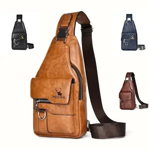 【Local Delivery】Maxoner Vintage-Inspired Premium PU Leather Chest Bag - Spacious,Multi-Compartment Crossbody Bag with Large Capacity, Stylish Casual Look Waterproof Adjustable Strap Fathersdaygift Durable