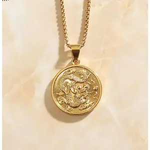 Gold-filled Enter the Dragon Medallion Necklace