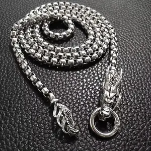 [1pc Dragon Head Beaded Chain] 1pc Dragon Head Bracelet Beaded Chain, For Men