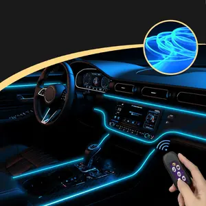 Car Interior Lights Decorative Ambient Lamp 7 Color Multiple Mode Sound Control USB Optical Fiber Neon Atmosphere Light Car Ambient Lighting