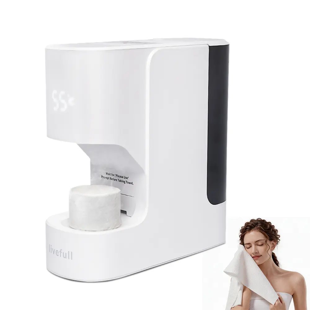 LiveFull CL01 Smart Hot Face Towel Warmer Machine, 5-Second Fast Heating, 55°C Heating System, Auto Dispensing Design, Includes 20 PCS Compressed Towels, Luxury Home Spa