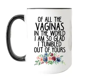 Of All The Vaginas In The World So Glad I Tumbled Out Of Yours Mug, Funny Mug, Mother's Day Gift, Birthday Gift For Mom, Novelty Coffee Mug, Gifts For Mother Mommy, 11 15oz Ceramic Cup, Gifts For Birthday Mothers Day