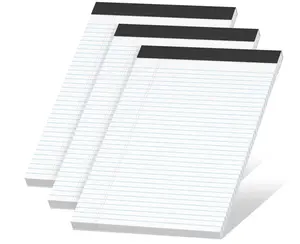 White Legal Pads 8.5 x 11 Narrow Ruled, 3 Pack Notepads College Ruled Pads of Paper With Sturdy Back 37 Lines 70 GSM Paper, Writing Note Pads 30 Sheets Per Writing Pad for Taking Notes, Reminders