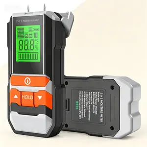 Digital Humidity Tester for Wood, 2 in 1 Pin & Pinless Moisture Meter, Firewood Drywall Floor Woodworking Detector, Water Leak Sensor for Building Home, Reusable No Glue Needed