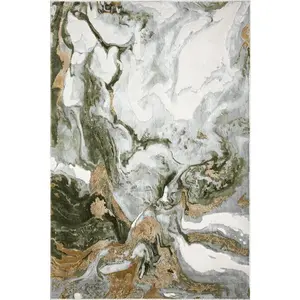 Regal Abstract Washable Green Rug