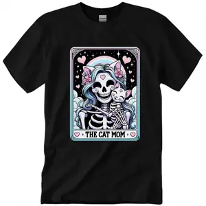 Cat Mom Tarot Card T-Shirt – Mystic Tarot Cat Graphic Tee for Cat Lovers-women's shirt