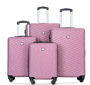 4 Piece Hardshell Luggage Set Hardside Lightweight Suitcase TSA Lock Spinner Wheels.(Pink)