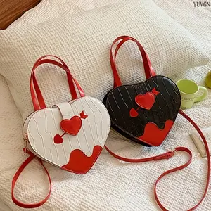 2PCS Red & White Heart Shaped Crossbody Bag, 2026 Valentine's Day Cupid Arrow Handbag with Top Handle & Detachable Strap, Stylish Crocodile Embossed Shoulder Purse for Women