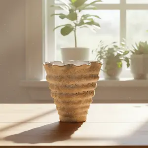 Volcano Finish Stoneware Organic Shaped Vase