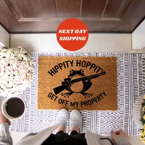 Hippity Hoppity Get Of My Property Doormat, Rude Welcome Mat, Quirky Housewarming Gift, Hilarious Outdoor Decor, Welcome Mat, Funny Gift, Housewarming Gift, Front Door Mat, Outdoor Decor, Funny Doormat