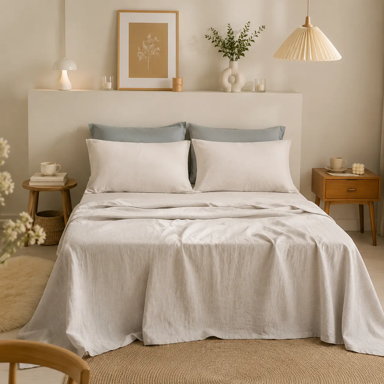 Simple&Opulence 100% Natural Linen Sheet Set - French Flax Farmhouse Style Bedding, Cooling Breathable & Machine Washable Deep Pocket Comfortable, summerwins