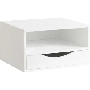 Modern Floating Side Table; 13 x 10 x 7; White; Minimalist Space-Saving Floating Shelf Table with Drawer for Storage and Bold Finish for Small Spaces