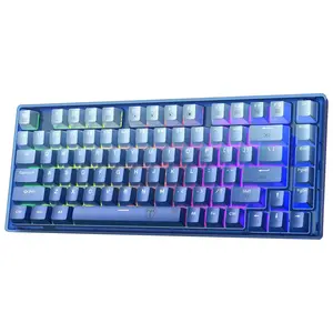 RisoPhy Hot Swap Mechanical Keyboard, Linear Mute Red Switches, 82 Keys Compact TKL 75% RGB Backlit Wired Gaming Keyboard, Programmable Macros, Gradient Blue PBT Keycaps (Limited Edition)