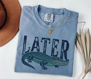 [Sale Up To 50%] Later Gator Comfort Colors T-Shirt, Funny Alligator Tee, Southern Saying Shirt, Retro Florida Gift, Crocodile Lover Top, Vintage Graphic Tee