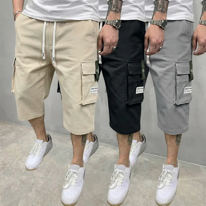 Men’s 3-Pack Summer Solid Color Versatile Shorts,  men's cargo shorts  Loose Straight Cut, Soft, Skin-Friendly, Breathable, Stylish Minimalist Design, Suitable for Daily Commuting, Home Wear, Casual Outings, and Vacations Menswear Menswear, Pocket, Drawst