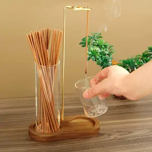 2 in 1 Incense & Candle Holder, 1 Count Wooden Base Incense Burner with Removable Glass Ash Collector, Home Decor Ornament for Living Room Bedroom, Aromatherapy Scent Diffuser, Scented Home Fragrance, Home Fragrance Products
