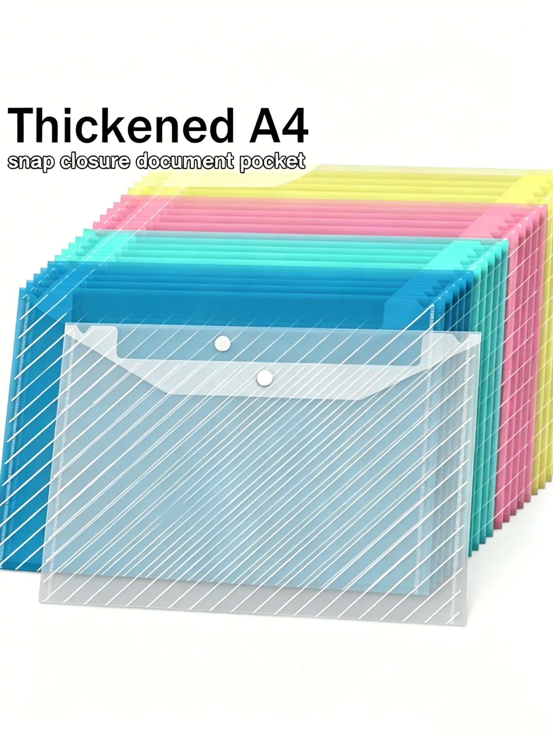 50 Pack File Folders, Clear Poly Envelopes Plastic Folders, Folder for Documents Letter A4 Size with Label Pocket, Teacher School Office Supplies Organization Storage, Assorted Color