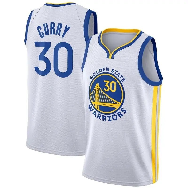 Men's White Blue Basketball Jersey No.30 Curry, Breathable Mesh Tank Top, Moisture-Wicking Sportswear for Basketball, Gym & Outdoor Training