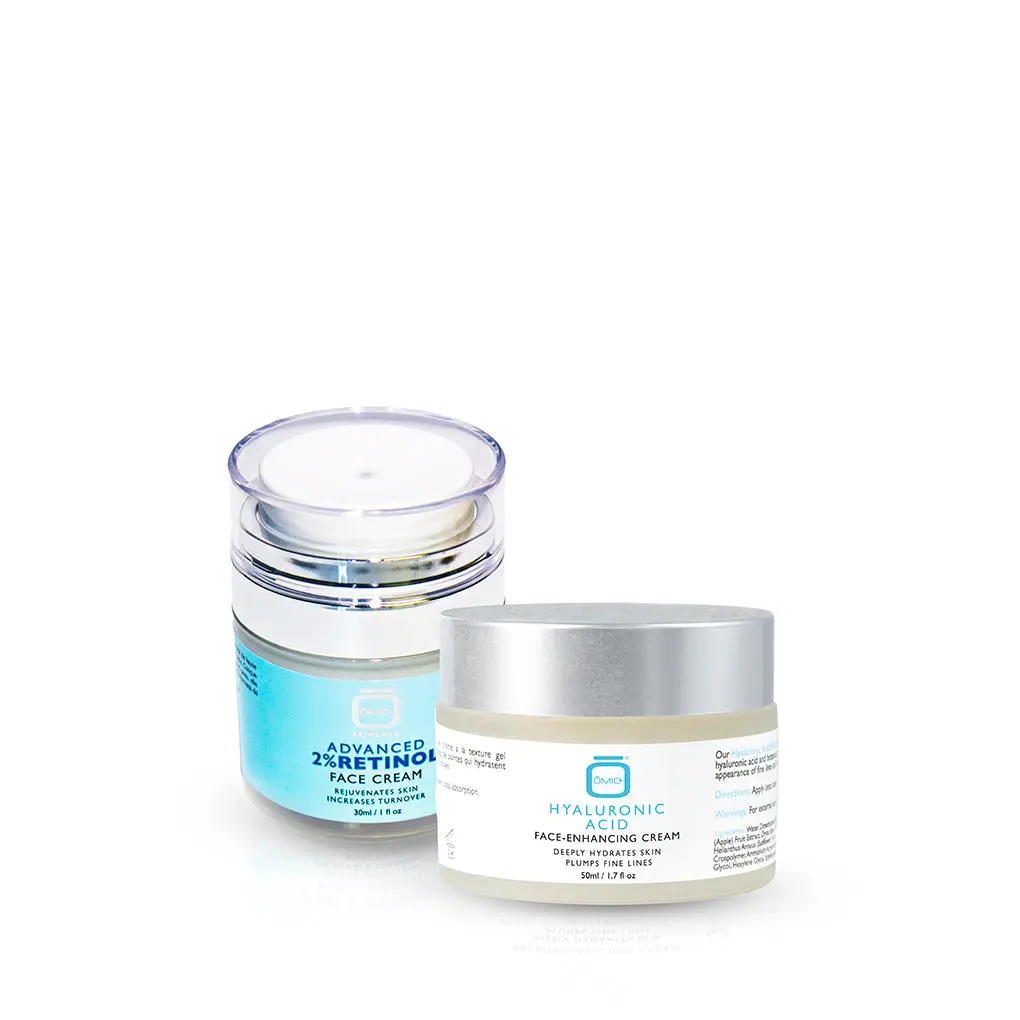 Omic+ Beginners Retinol Skincare Routine Kit - Lightweight Retinol + Hyaluronic Acid Moisturizer for Smooth, Dewy Skin & Skin Restoration