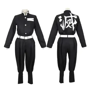Kids Demon Slayer Corps Kimetsu No Yaiba Cosplay Costume - Kamado Tanjirou Uniform with Anime Cloak Agatsuma Zenitsu Dress-Up Ou