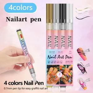 4 Color Large Capacity Acrylic Nail Doodle Pens, DIY Manicure Tools, Professional Art Supplies, Home & Salon Use, Perfect Gift for Women